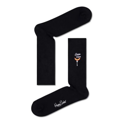 чорапи,мъжки,чорапи,happy,socks,ribbed,embroidery,carpe,diem,long,socks,multicolor,(black)
