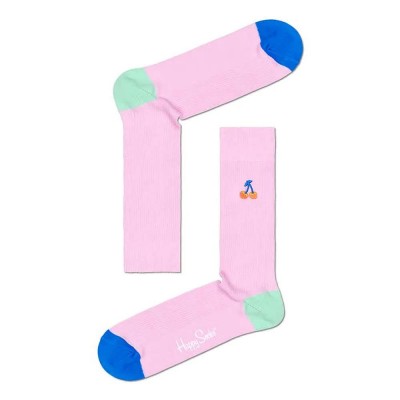 чорапи,мъжки,чорапи,happy,socks,ribbed,embroidery,cherry,long,socks,multicolor,(pink)