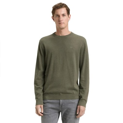 блуза,мъжки,пуловери,tom,tailor,1039805,basic,sweater,green,(tea,leaf,melange)