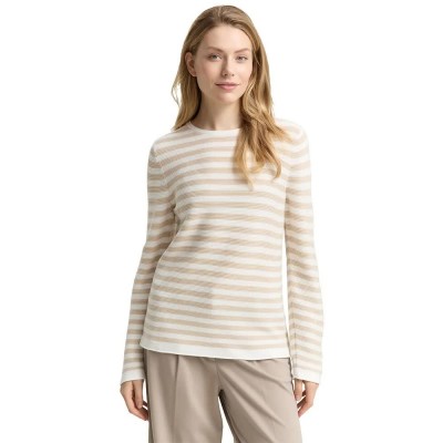 блуза,мъжки,пуловери,дамски,пуловери,tom,tailor,ottoman,sweater,white,(sand,stone,offwhite,stripe)