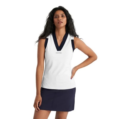 фланелка,дамски,блузи,с,яка,мъжки,блузи,с,яка,calvin,klein,golf,juno,jersey,woman,sleeveless,polo,white,(white)