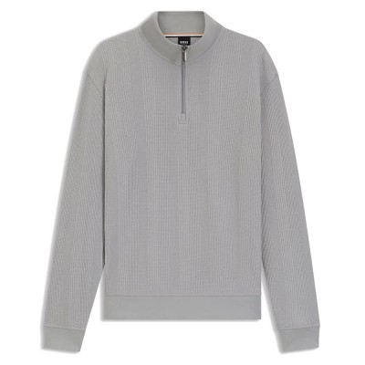 блуза,мъжки,пуловери,boss,structure,10269578,02,half,zip,sweater,light,pastel,grey,050,(grey)