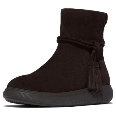 дамски,боти,дамски,високи,обувки,за,ходене,fitflop,iq,comff,tassel,suede,booties,chocolate,brown