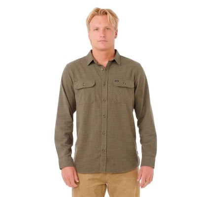карирана,риза,мъжки,ризи,rip,curl,classic,surf,checked,in,flannel,long,sleeve,shirt,brown,(cactus,green)