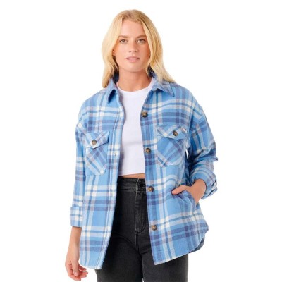 риза,с,дълъг,ръкав,дамски,ризи,rip,curl,oceanic,flannel,long,sleeve,shirt,blue,(blue)