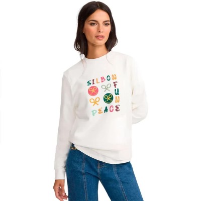 блуза,дамски,блузи,silbon,fun,and,peace,sweatshirt,white,(ecru)