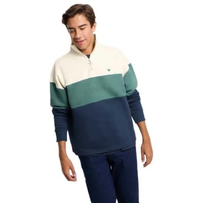 блуза,мъжки,пуловери,silbon,relaxed,fit,half,zip,sweatshirt,multicolor,(blue,green)