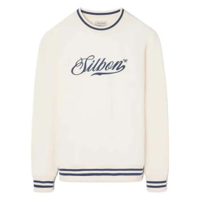 блуза,мъжки,пуловери,silbon,retro,lettering,sweatshirt,beige,(cream)