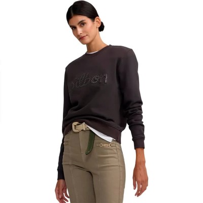 блуза,дамски,блузи,silbon,studded,sweatshirt,brown,(black)