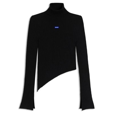 блуза,дамски,пуловери,дамски,плетени,дрехи,hugo,somyna,10274000,01,blue,sweater,black,(black,001)