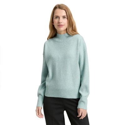 блуза,дамски,пуловери,дамски,плетени,дрехи,tom,tailor,1049190,sweater,blue,(white,moss,melange)