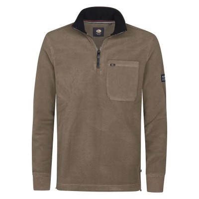 блуза,мъжки,пуловери,petrol,industries,m,3050,swc320,half,zip,sweatshirt,brown,(mossy,stone)