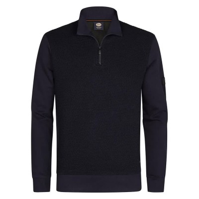 блуза,мъжки,пуловери,petrol,industries,m,3050,swc368,half,zip,sweatshirt,black,(royal,navy)