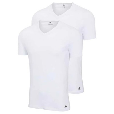 мъжко,бельо,adidas,active,flex,cotton,short,sleeve,v,neck,base,layer,2,units,white,(wht,wht)