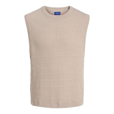 потник,мъжки,пуловери,jack,&,jones,dia,knitted,vest,mocha,meringue,(beige)