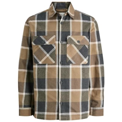 карирана,риза,мъжки,якета,jack,&,jones,rayle,melange,check,overshirt,malt,ball,(brown)