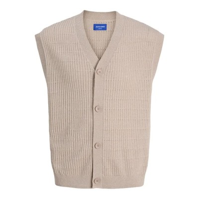 потник,мъжки,пуловери,jack,&,jones,summer,knitted,vest,mocha,meringue,(beige)
