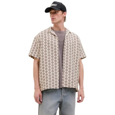 риза,с,къс,ръкав,мъжки,ризи,jack,&,jones,summer,luke,texture,resort,short,sleeve,shirt,mocha,meringue,pattern,diamond,(beige)