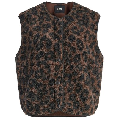потник,дамски,пуловери,дамски,плетени,дрехи,jack,&,jones,vera,teddy,jjxx,knitted,vest,brown,(seal,brown,aop,leopard)