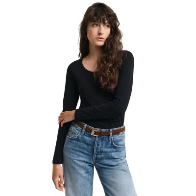 тениска,дамски,тениски,gant,scoop,long,sleeve,t,shirt,black