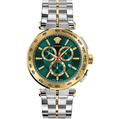часовник,часовници,versace,ve6ca0523,watch,silver,grey,yellow,gold,metal,bottle,green,yellow,gold,(silver)