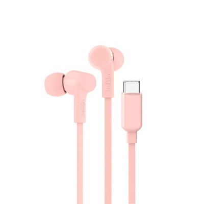 слушалки,слушалки,belkin,soundform,usb,c,earphones,pink