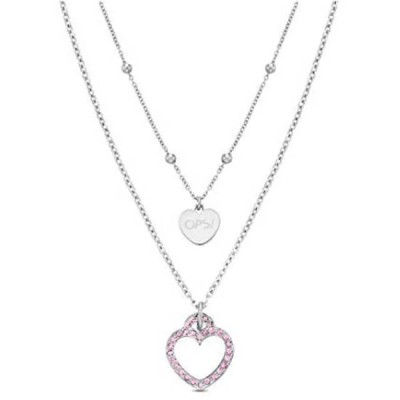 бижутерия,ops,objects,crystal,vibes,double,heart,rose,necklace,multicolor