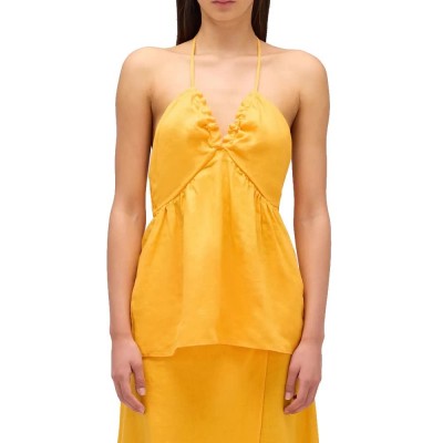 дамски,топове,sundek,garment,dyed,linen,top,yellow,(maracuja)