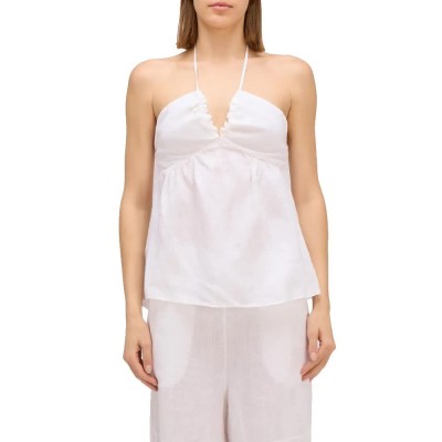 потник,дамски,топове,sundek,garment,dyed,linen,sleeveless,top,white,(white)