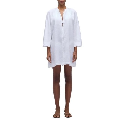 рокля,дамски,поли,и,рокли,sundek,linen,3,4,sleeve,short,dress,white,(white)