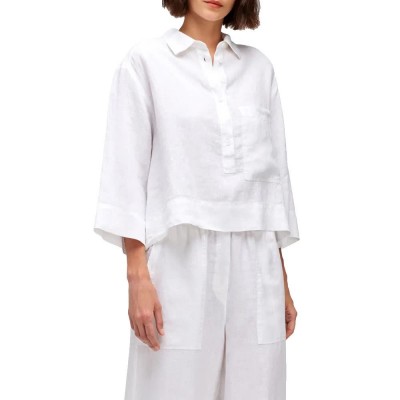 дамски,блузи,дамски,ризи,sundek,linen,with,maxi,pocket,3,4,sleeve,shirt,white