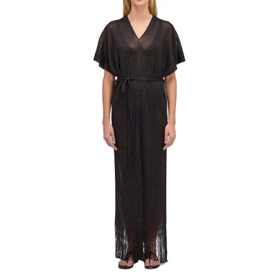 рокля,дамски,поли,и,рокли,sundek,long,kaftan,with,v,neck,long,dress,black