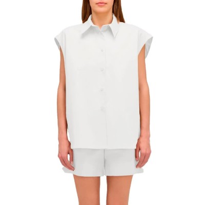 потник,дамски,блузи,дамски,ризи,sundek,poplin,sleeveless,shirt,white,(white)
