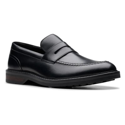 обувки,мъжки,обувки,clarks,shoes,aldwin,step,loafers,refurbished,black,leather,(black)