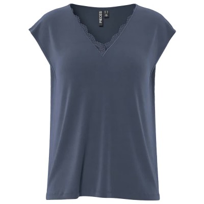 тениска,дамски,тениски,pieces,kamala,lace,short,sleeve,t,shirt,ombre,blue,(blue)