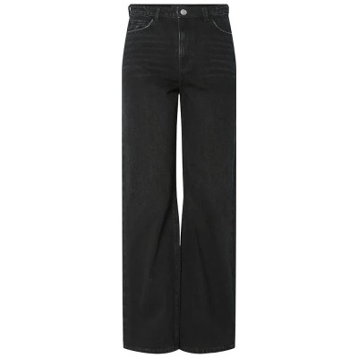 дънки,дамски,панталони,pieces,kate,bl,straight,fit,high,waist,jeans,black,denim,(black)