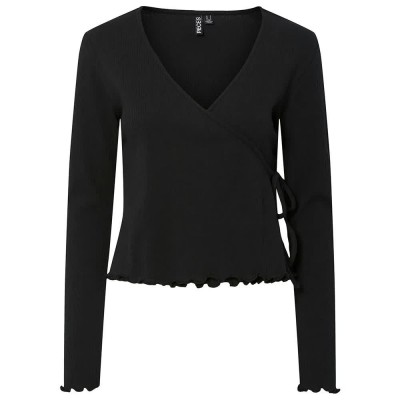 фланелка,с,дълъг,ръкав,дамски,топове,pieces,kitte,long,sleeve,top,black
