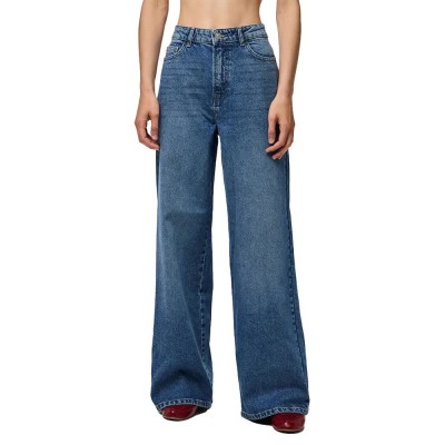 дънки,дамски,панталони,pieces,selma,mb,new,wide,leg,high,waist,jeans,medium,blue,denim,(blue)