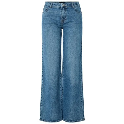 дънки,дамски,панталони,pieces,selma,mb,new,wide,leg,low,waist,jeans,medium,blue,denim,(blue)