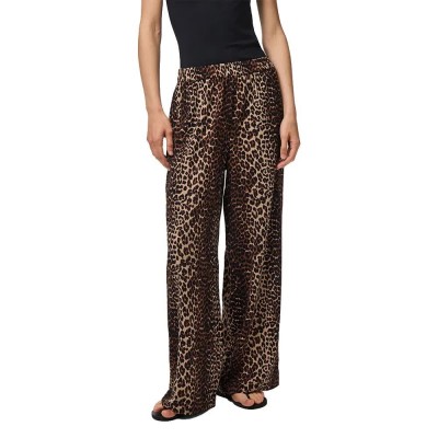 панталони,дамски,панталони,pieces,tiffany,wide,leg,pants,black,leopard,(brown)