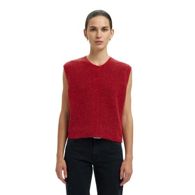 потник,дамски,пуловери,дамски,плетени,дрехи,selected,lulu,knitted,vest,equestrian,red,(red)