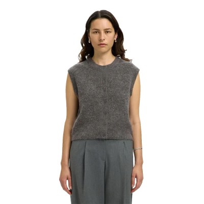 потник,дамски,пуловери,дамски,плетени,дрехи,selected,lulu,knitted,vest,medium,grey,melange,(grey)