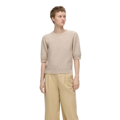 тениска,дамски,тениски,selected,lulu,3,4,sleeve,t,shirt,beige,(birch)