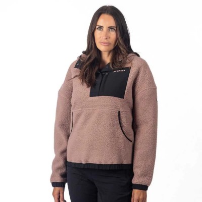 блуза,дамски,блузи,klim,sira,high,pile,full,zip,sweatshirt,twilight,mauve,black,(brown)