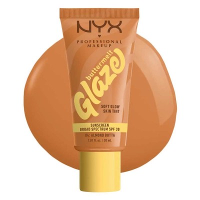ексфолианти,nyx,professional,makeup,buttermelt,glaze,+spf,30,04,almond,butta,skin,tint