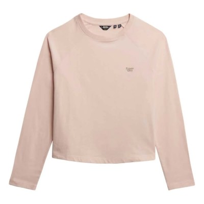 фланелка,с,дълъг,ръкав,дамски,топове,superdry,essential,logo,long,sleeve,top,pink,(pink,clay)