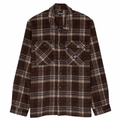 карирана,риза,дамски,ризи,мъжки,ризи,santa,cruz,lodge,long,sleeve,shirt,brown,(flint,check)