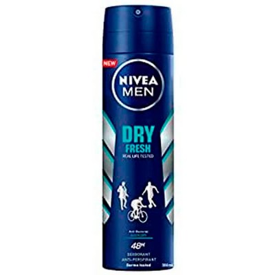 хигиена,тяло,nivea,men,dry,impact,fresh,200ml,deodorant,spray,blue