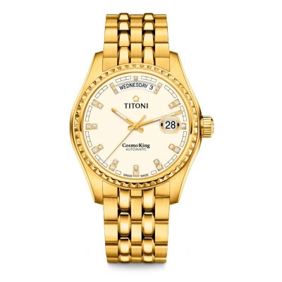 часовник,часовници,titoni,797g,db,541,automatic,5,atm,40,mm,watch,golden,(golden,golden,white)