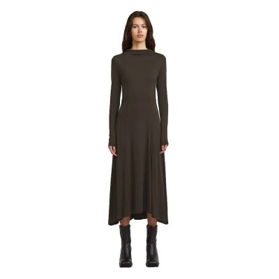 рокля,дамски,поли,и,рокли,g,star,drape,long,sleeve,midi,dress,brown,(ganache)
